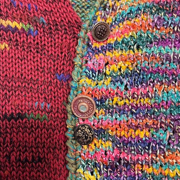 Hand Crafted Multicolor Knit Women's Cardigan Vest - Picture 8 of 12